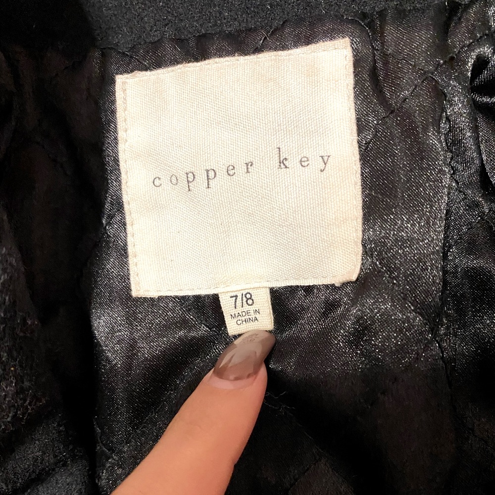 Girls Black Copper Key Coat